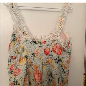 Anthropologie eyelet ruffled citrus fruit dress XL NWT wedding graduation beauty